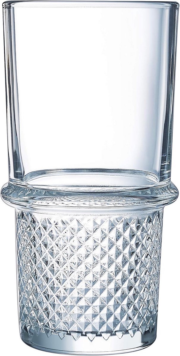 Set van 6 Lange Glazen 35 cl - Transparant en Stapelbaar