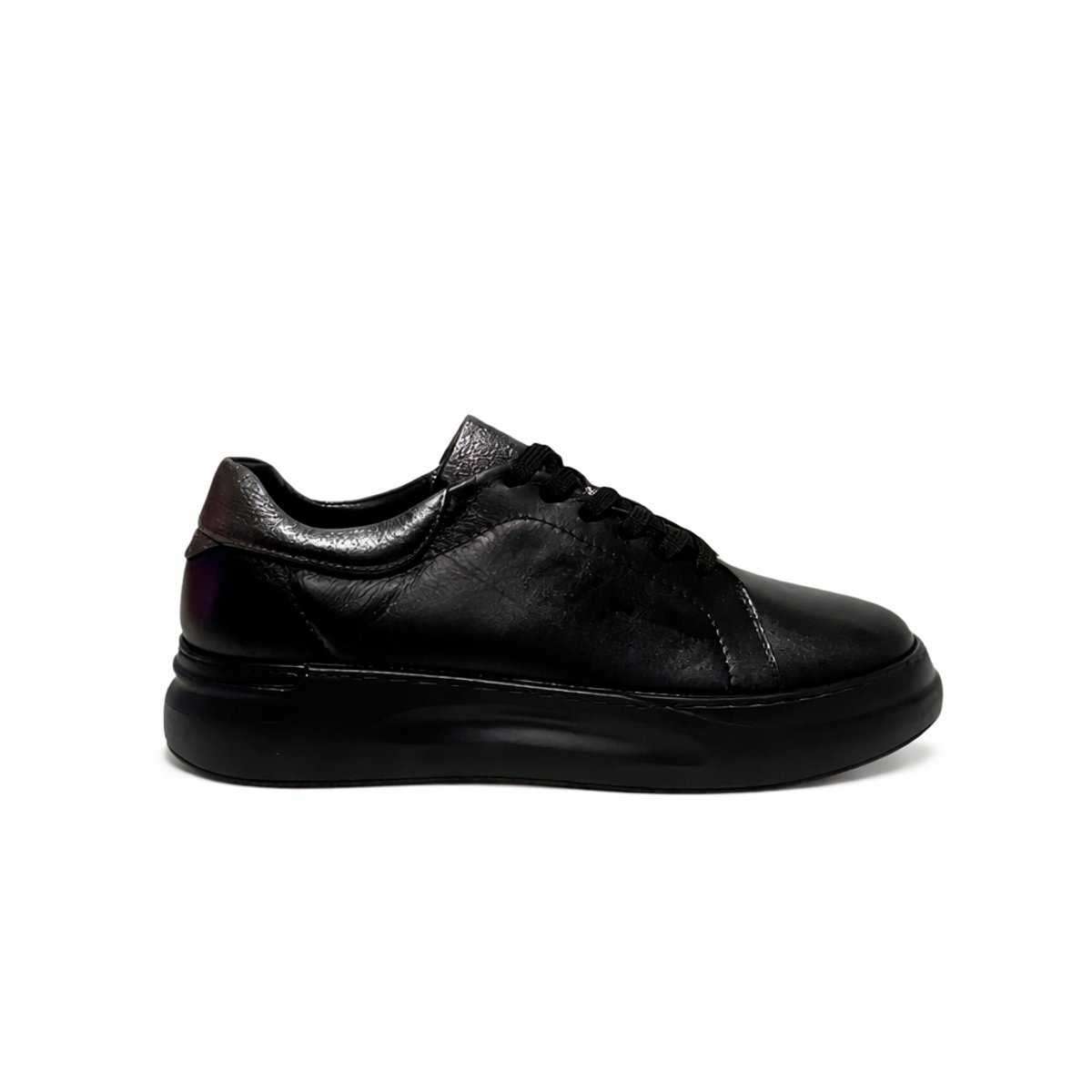 Lorévine – Dames Leren Sneakers – Zwart – Zool 2–3 cm – Polyurethaan Zool – Echt Leren Voering