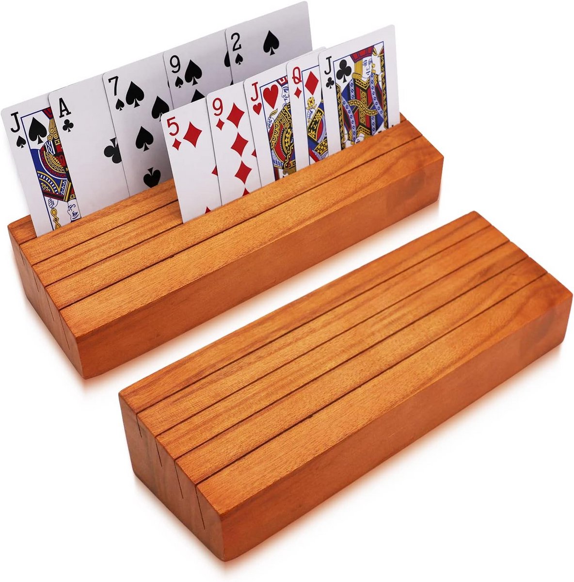 Speelkaartenhouder Set van 2 – Houten Kaartenstandaard voor Kinderen en Volwassenen