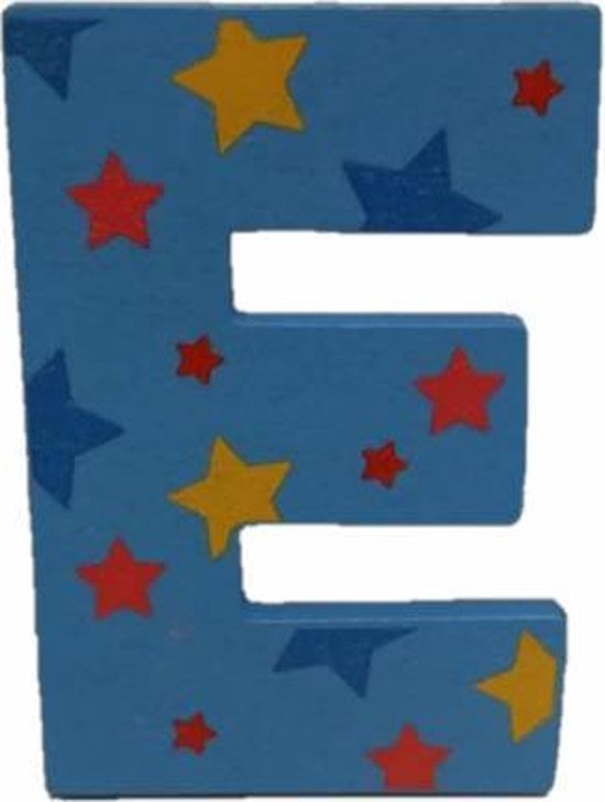 Decoratieletter - E - Hout - 7cm - Blauw