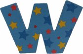 Decoratieletter - W - Hout - 7cm - Blauw