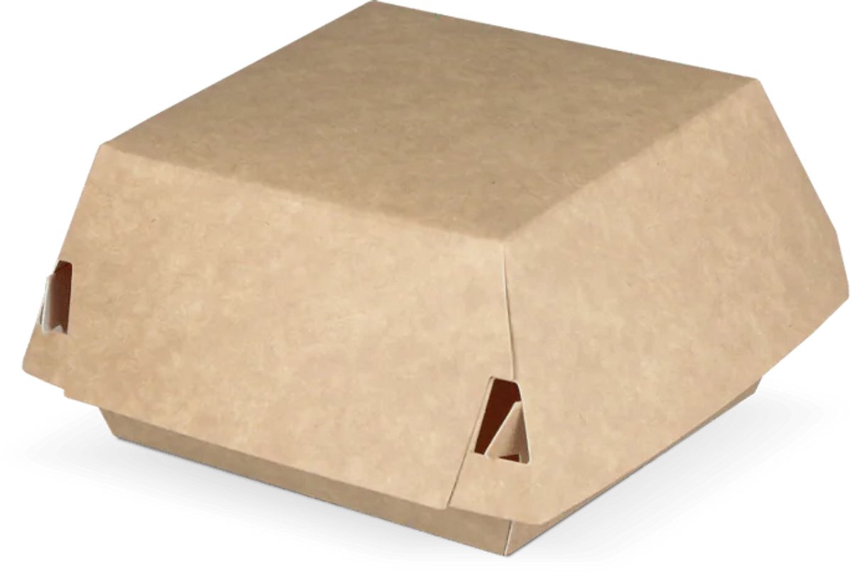 Hamburgerbakje Middel BIO Kraft/Wit – Kartonnen Hamburger Verpakking – 400 Stuks