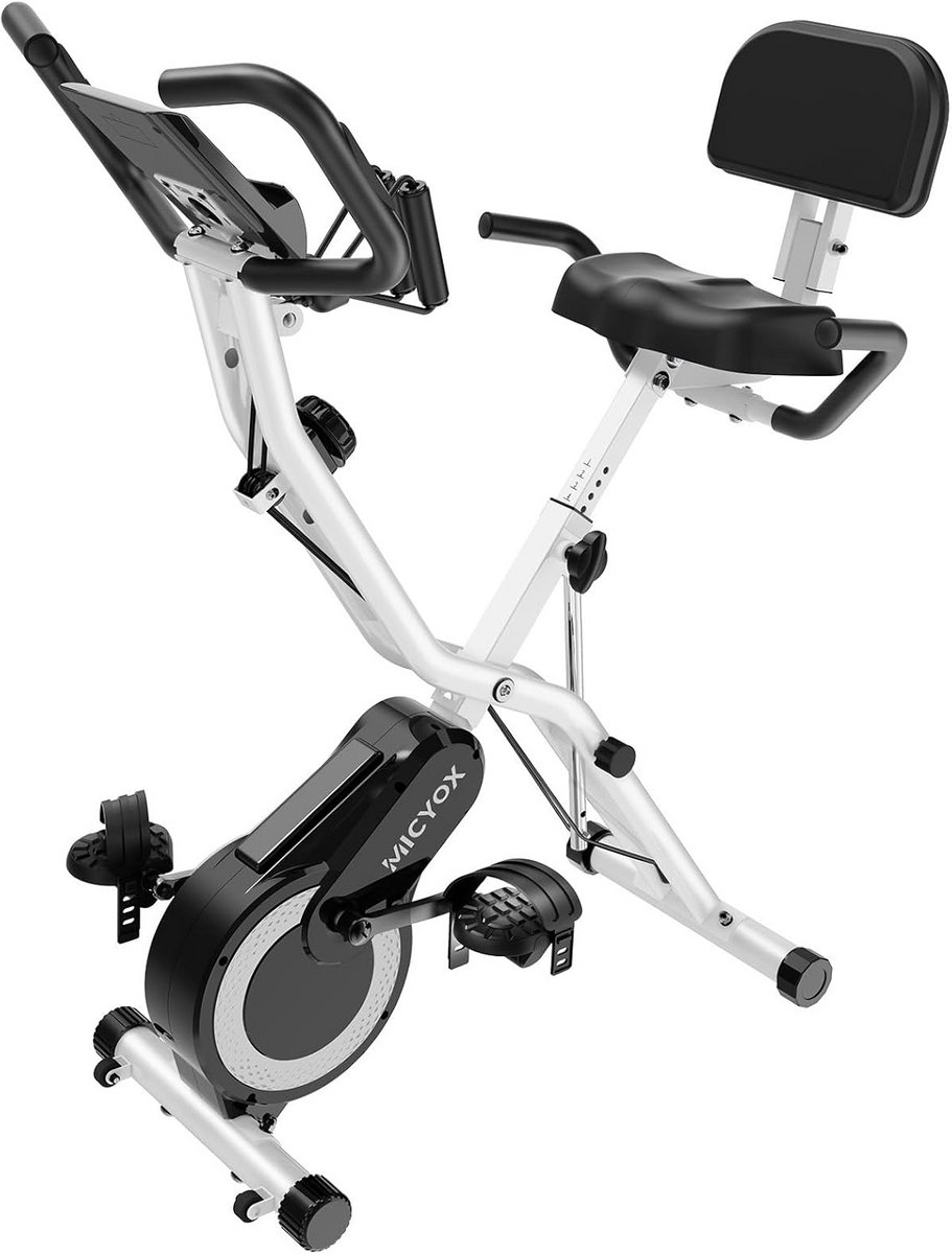 Opvouwbare Magnetische Hometrainer met Extra Groot Zadel, 16 Weerstandsniveaus, Displaymonitor en Hartslagsensor - Ideaal voor Thuis