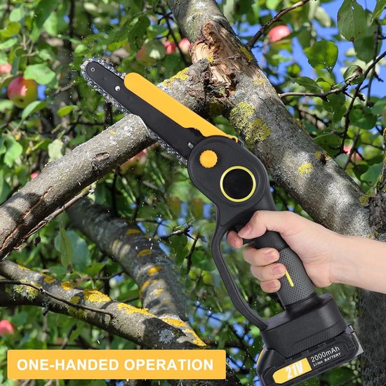 2-in-1 Mini Kettingzaag - Borstelloze Elektrische Accu Zaag met 21V Li-Ion Accu voor Bomen Snoeien van Merkloos	 — afbeelding 2