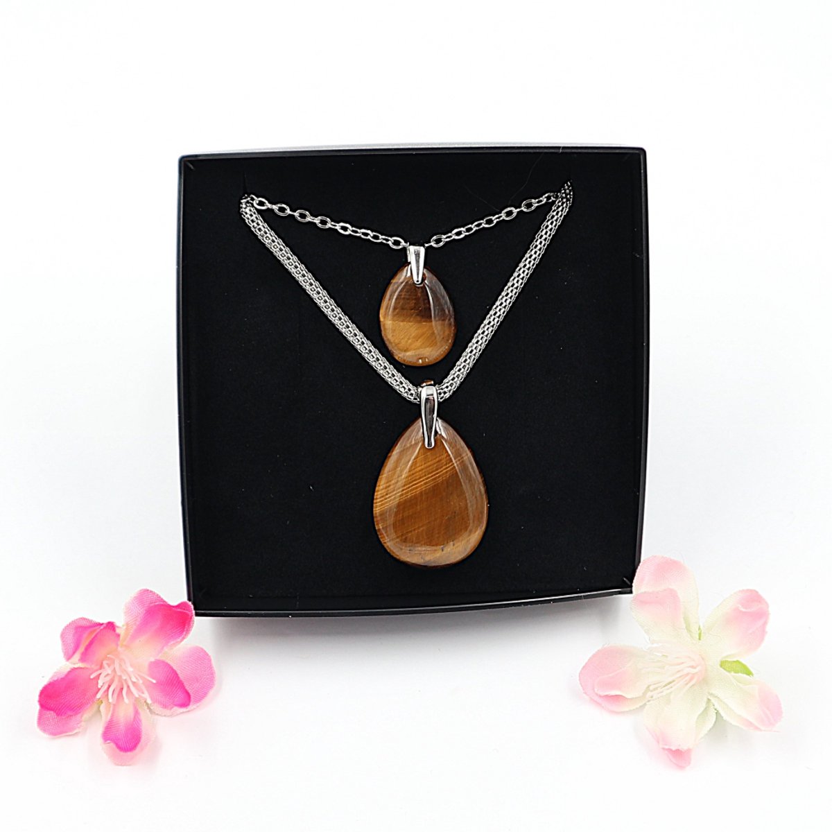 Moeder en Kind set ketting Tijgeroog