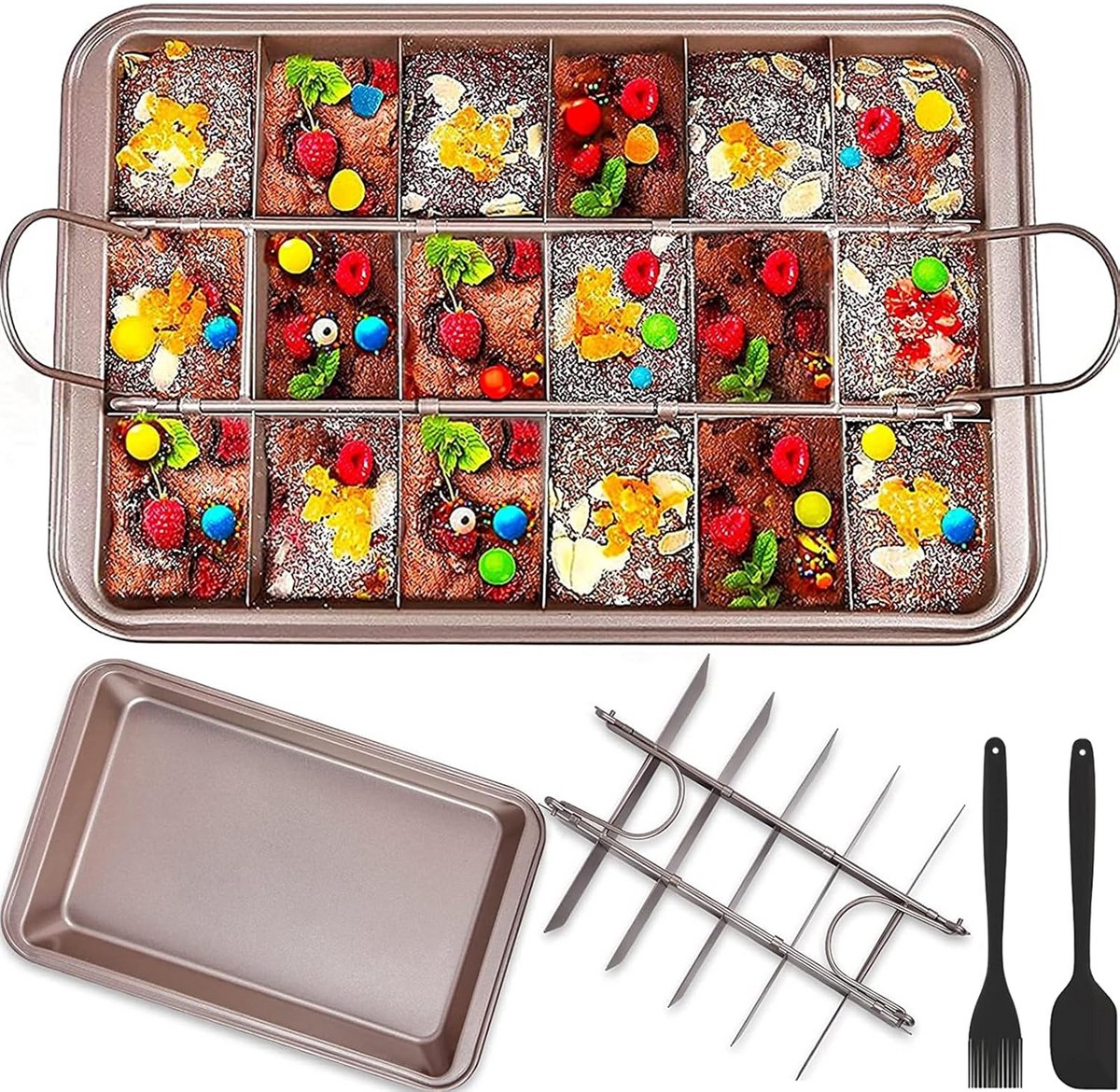 Multifunctionele Anti-aanbak Brownie Bakvorm met Verdeler - 30 x 20 cm