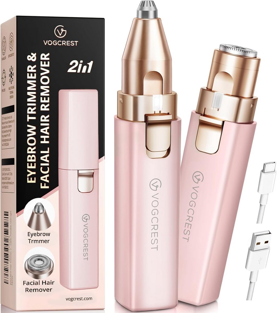 Draagbare 2-in-1 Wenkbrauwtrimmer en Gezichtshaarverwijderaar voor Vrouwen