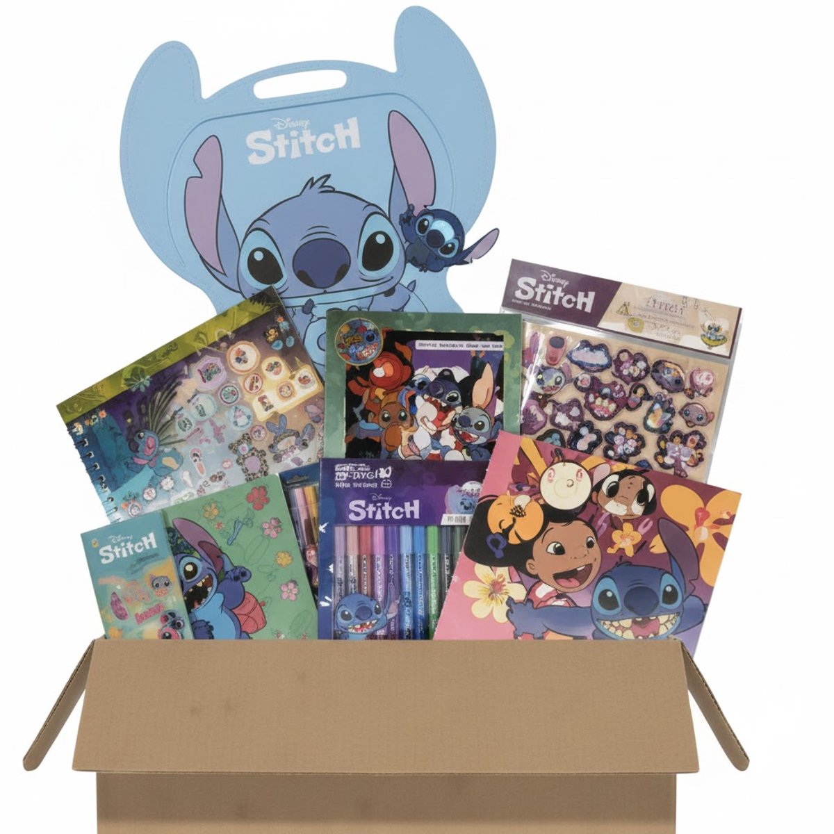 Disney Stitch Cadeaubox 6-delig – Officiële Stitch Verrassingspakket voor Kinderen – Knutsel & Schrijfset Cadeau