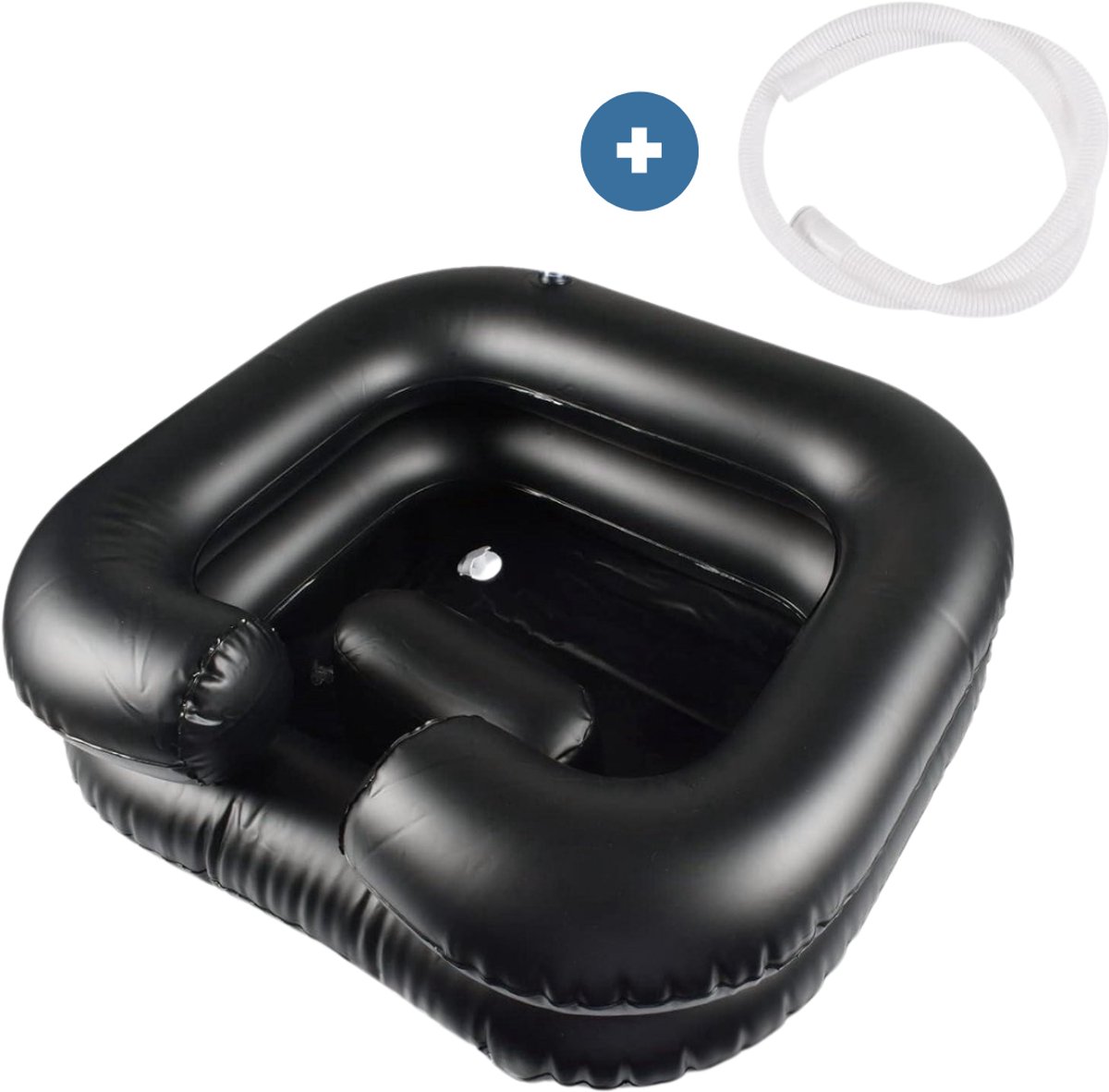 Opblaasbare Wasbak - Wasbak voor bed - Opblaasbare Haarwasbak - Zwart - Mobiele wastafel - (incl. afvoerslang) Wasbak voor thuis - 1 stuk - Opvouwbare wastafel - Opvouwbare haar wasbak - Thuis haar wassen - Mobiele wasbak