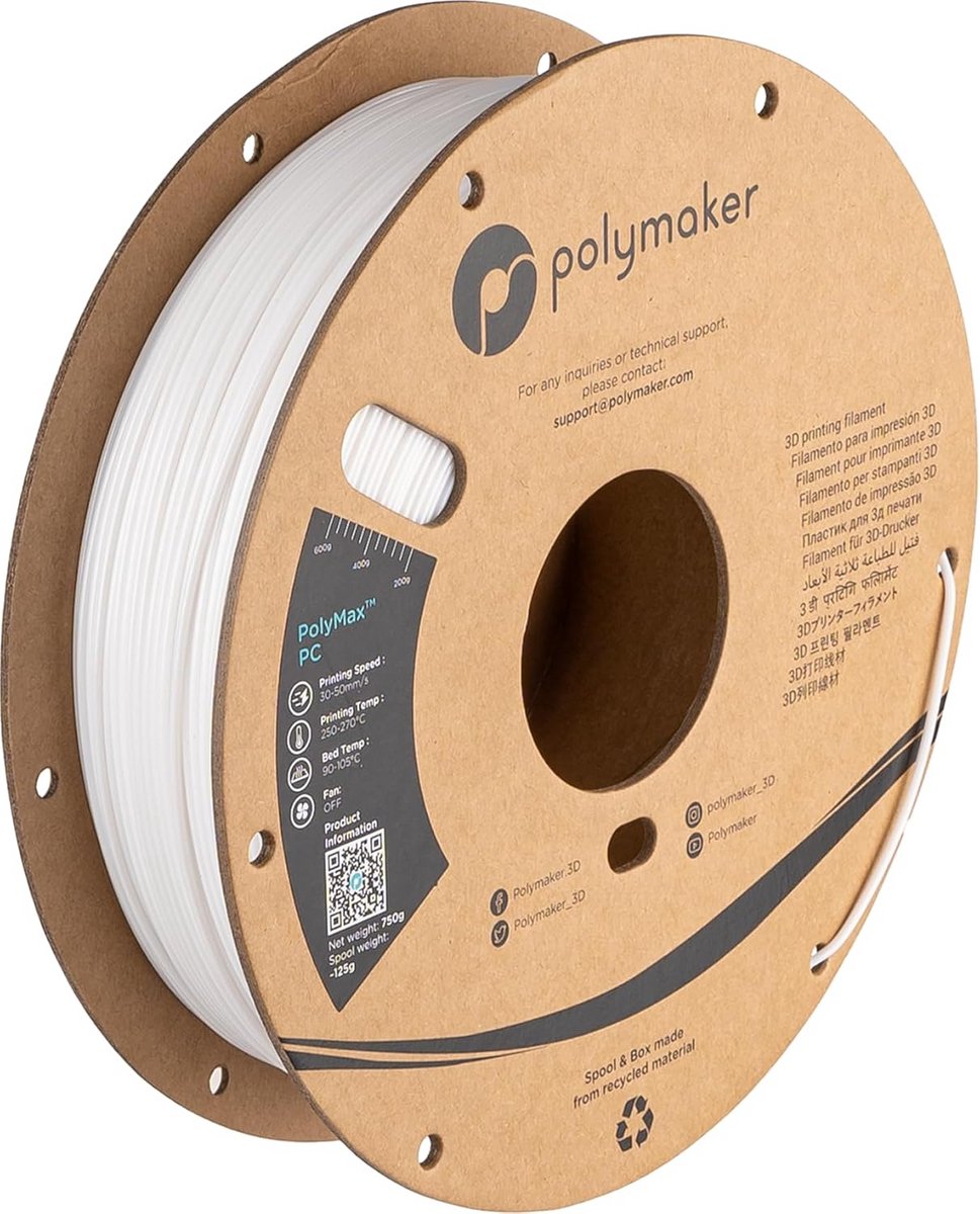 Sterk en Hittebestendig 3D-Printer Filament 1,75 mm - Blauw Polycarbonaat - 750 g