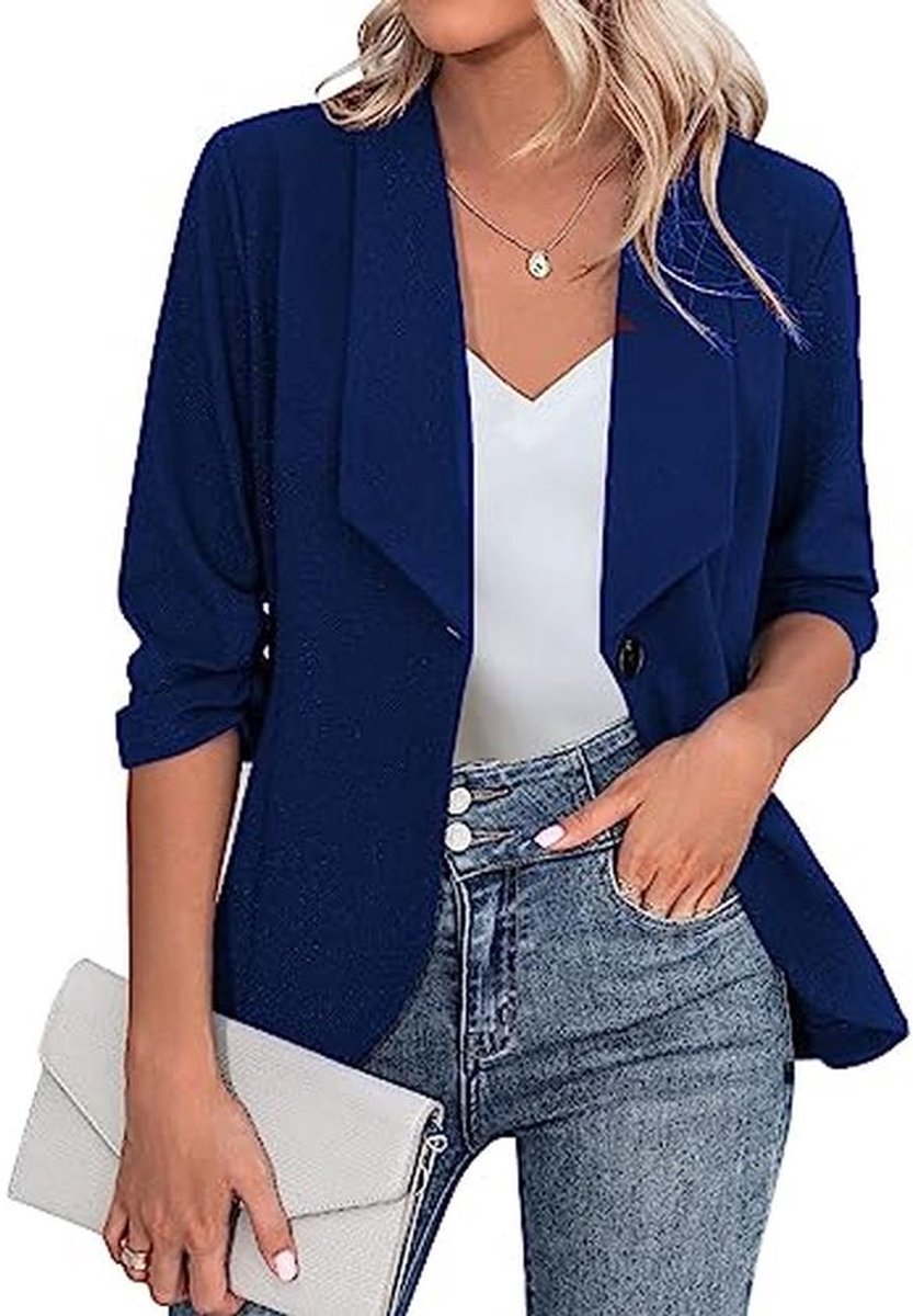 Dames Blazer 3/4 Mouw Elegante Slim Fit Kantoorjas Casual Werkblazer S-3XL