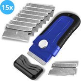 Grattoir à verre Kitian - Grattoir à verre à 15 lames et manche ergonomique - Inductie Beschermer - Nettoyant pour plaques vitrocéramiques/induction - Grattoir pour plaques de cuisson - Blauw