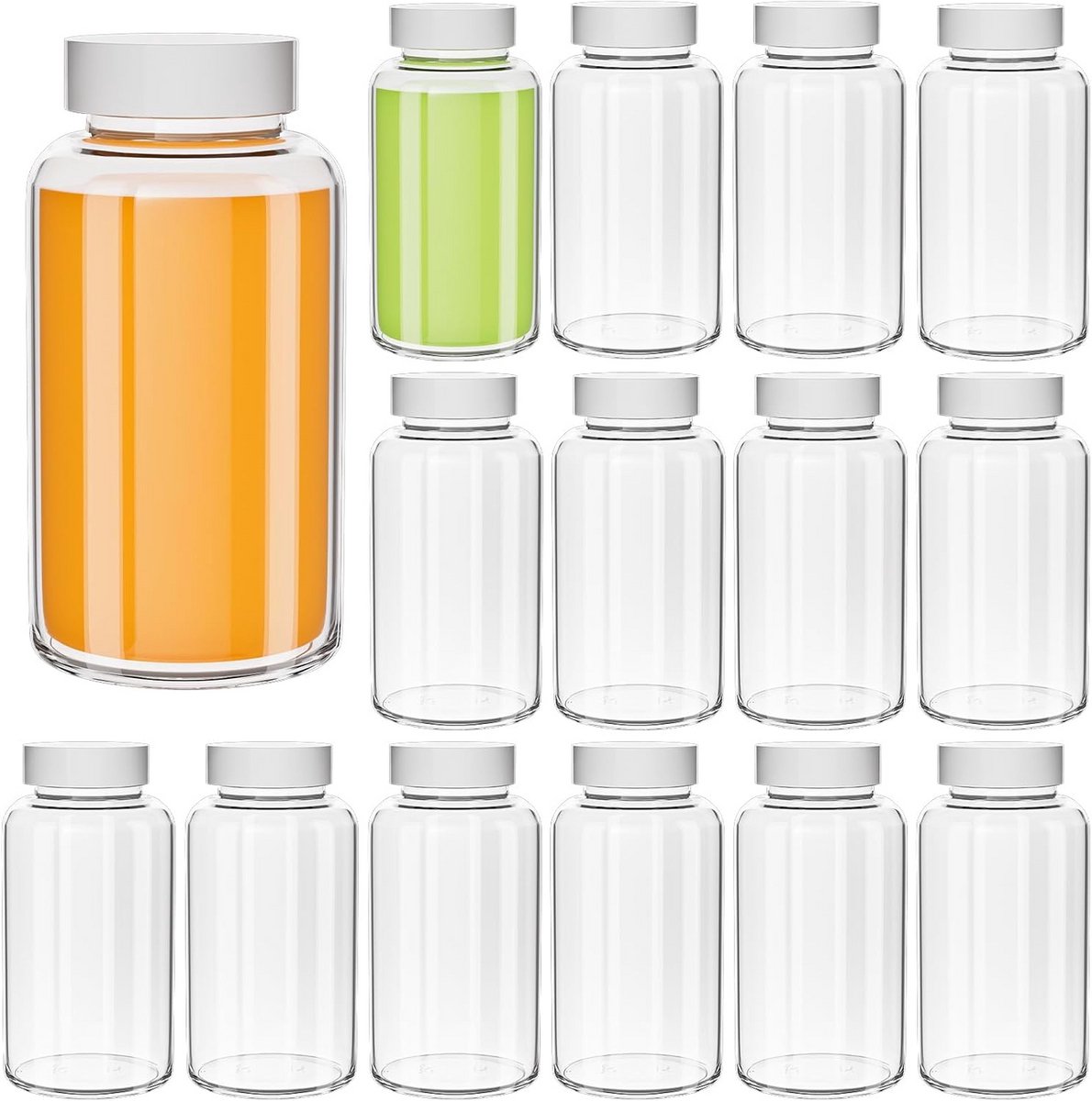 Lege glazen potjes met witte deksels - 15 stuks van 120 ml voor drankjes en reizen