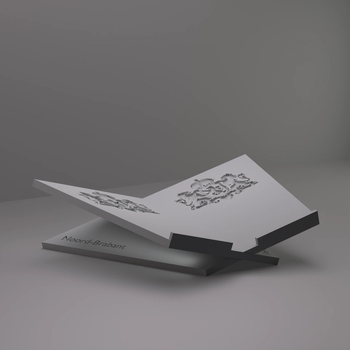 3d-gezellig Boekenstandaard Noord-Brabant - Boekensteun - Boekenhouder - Book Holder - 37*25*10 cm - Grijs - 100% gerecycled PLA (bioplastic)