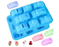 Siliconen cakevorm voor kinderen - 8 holtes voor auto's en trein - Ideaal voor verjaardagstaart en desserts