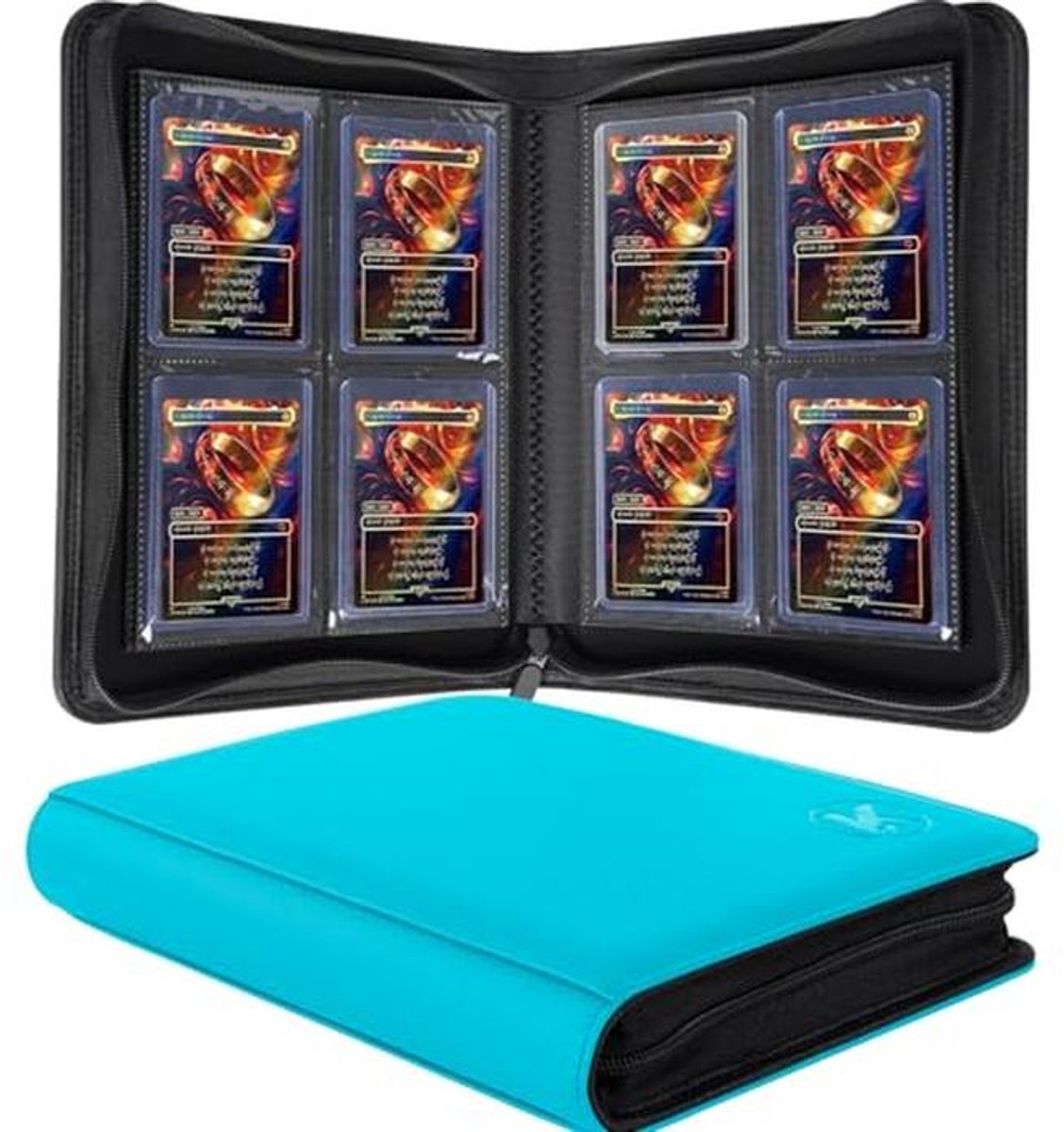 Toploader Binder voor 128+ kaarten - Dubbelzijdige 4 Pocket Opbergmap voor Handelskaarten