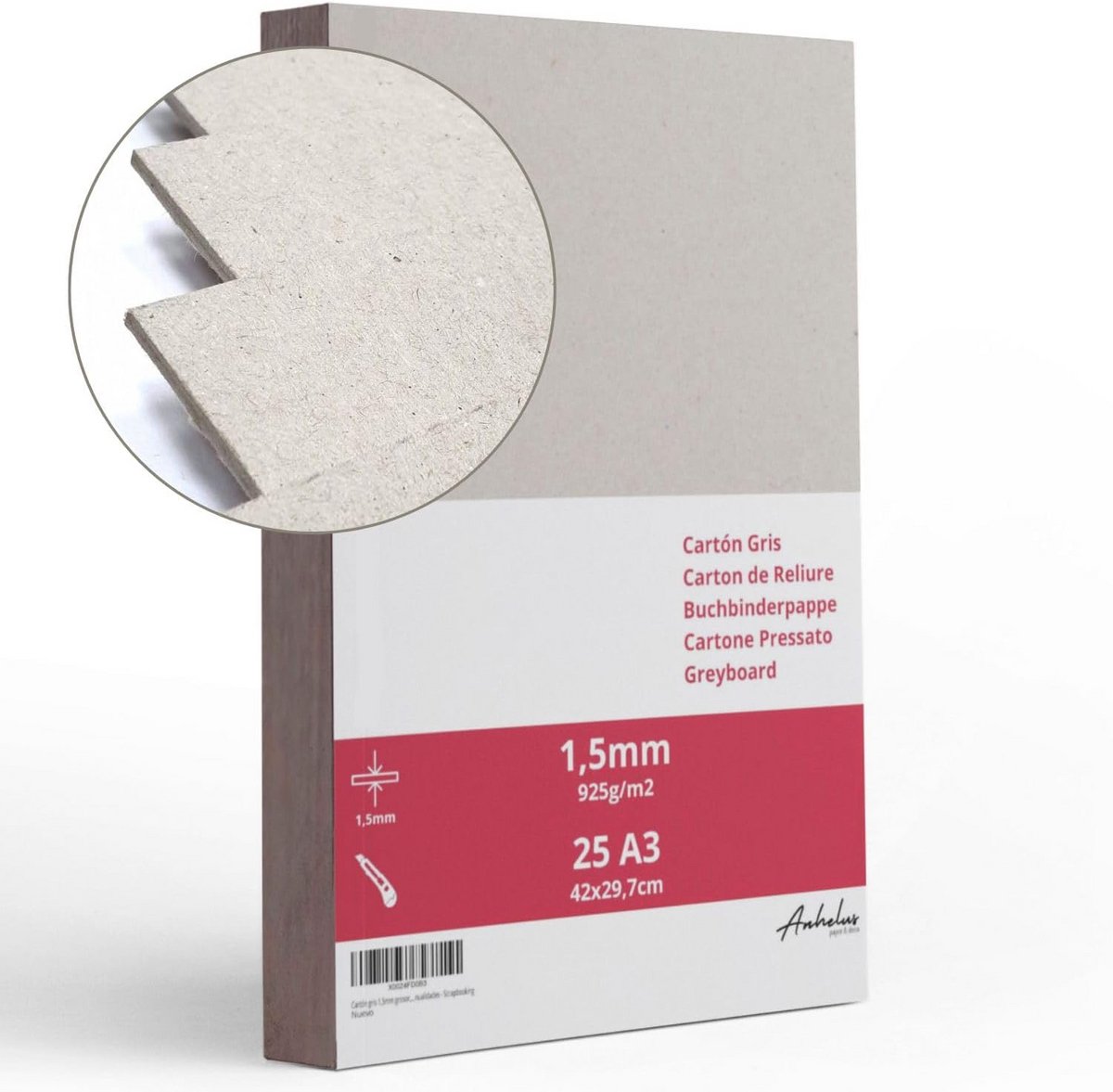 25 A3 karton grijs 1,5 mm dik voor scrapbooking en boekbinding