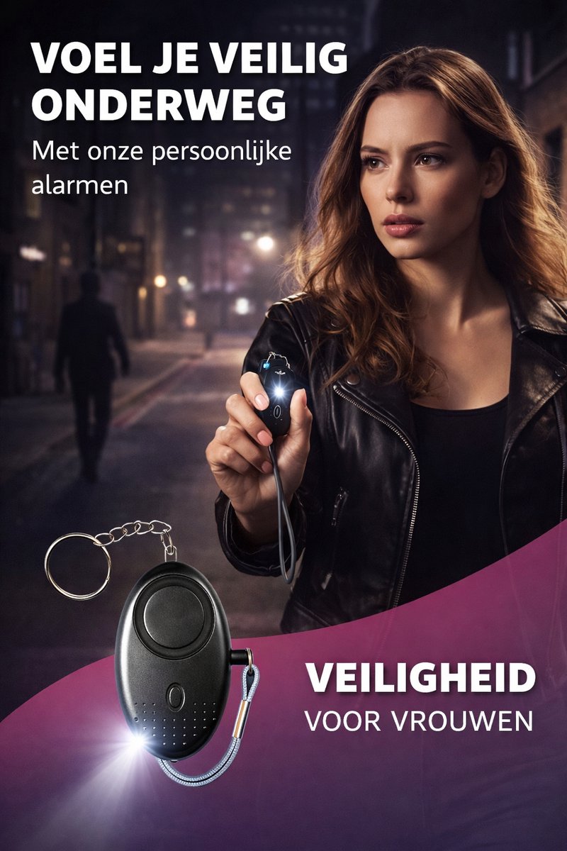 Persoonlijk alarm - sleutelhanger - 140DB - Roze - Speciaal voor vrouwen en ouderen - Tegen wolven - Incl Batterij - Met LED Zaklamp - Paniekalarm Veiligheid alarm - Alarmknop - Zelfverdediging sirene