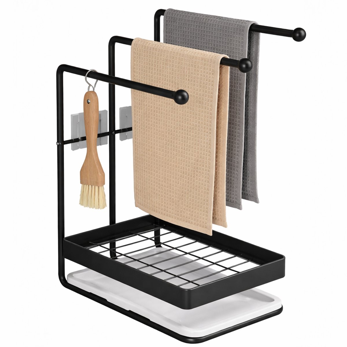 Aanrecht organiser - Vaatdoekhouder - gootsteen organizer - keuken organizers - Afdruiprek - Keuken - Zwart
