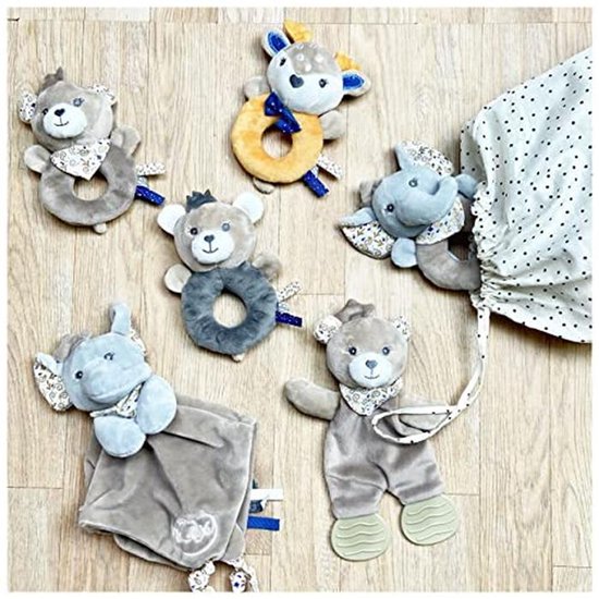 Knuffel Rammelaar Hertje - Baby Speeltje - Baby Geruststellen - Zachte Fleece Textuur - 13 cm - Grijs — afbeelding 2