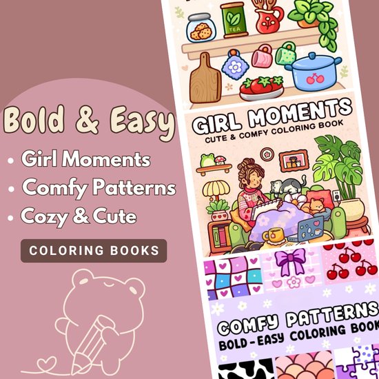 Kleurboeken Set van 3 - Girl Moments - Cozy and Cute - Comfy Patterns - Ook voor Volwassenen - Hygge