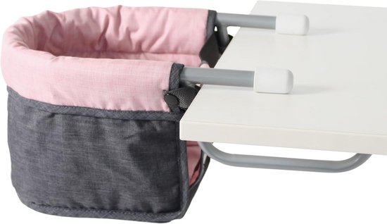 Hoge Poppenstoel voor Poppen tot 60 cm - Melange Antraciet-Roze van Merkloos — afbeelding 3