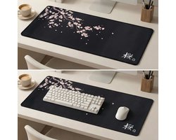 Grote Muismat 80x30 | Gaming Muismat | Zwart | XXL | Antislip | Desktop Mat | Computer Mat | Japanse blossom