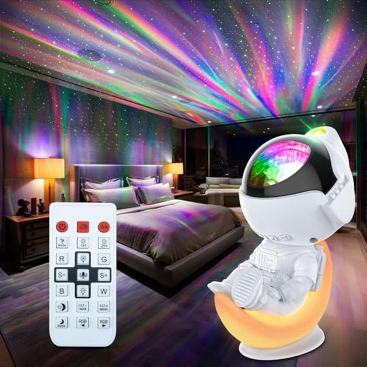 Astronautenprojector Met Melkweg Effecten - Nachtlampje Voor Kinderen En Volwassenen