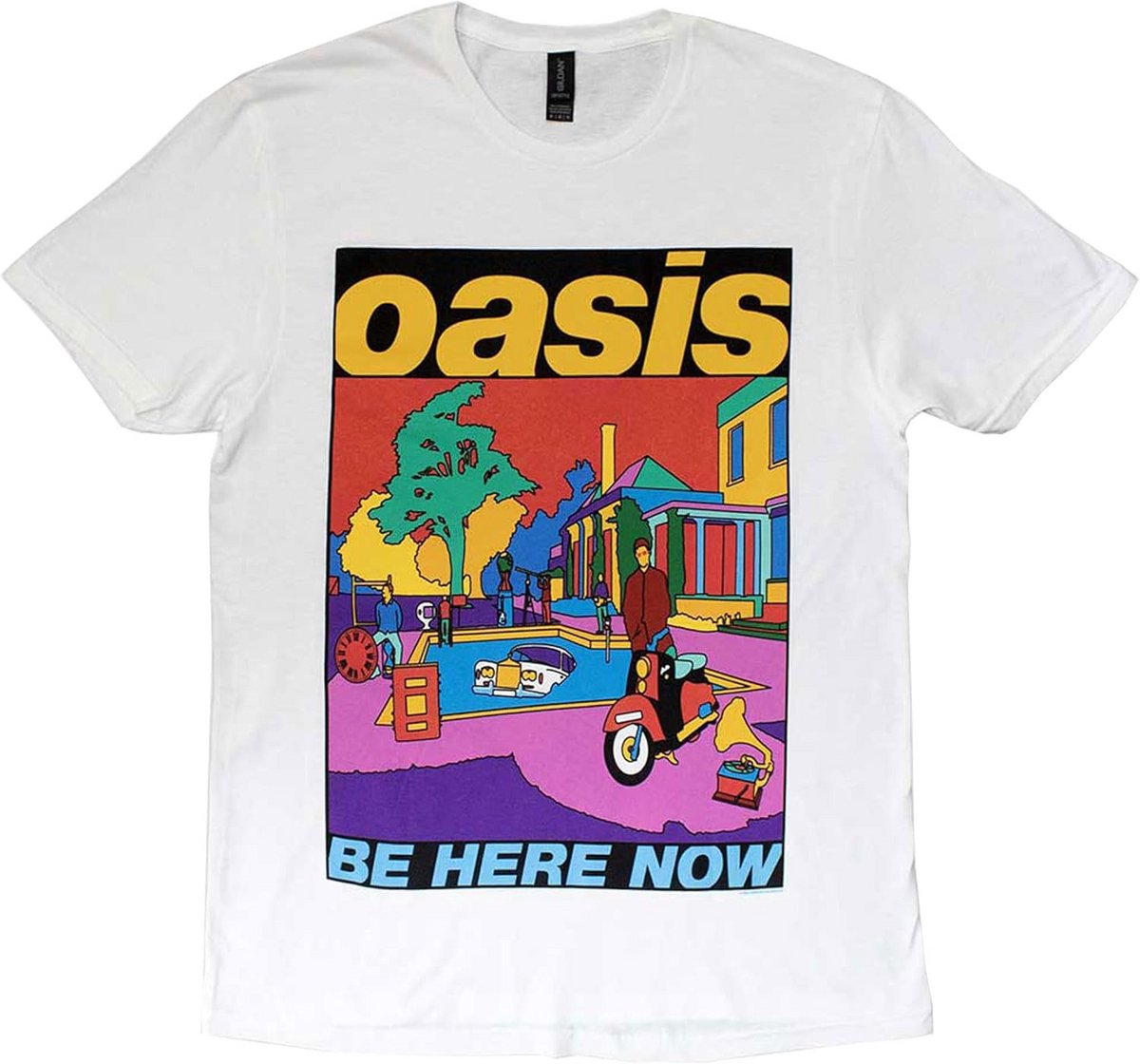 Unisex T-shirt met Be Here Now Illustratie - Wit - Hoge Kwaliteit Katoen
