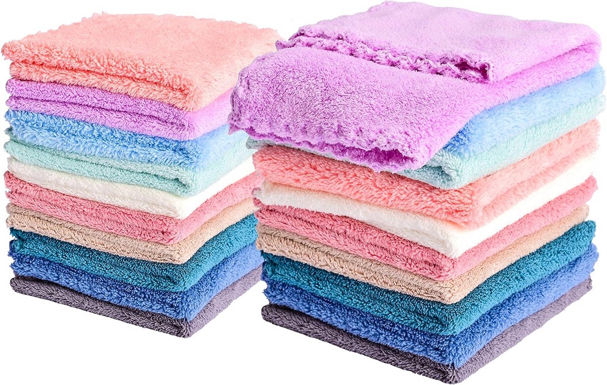20 Pack Baby Washandjes Microfiber Koraalfleece - Zacht en Absorberend voor Pasgeborenen e