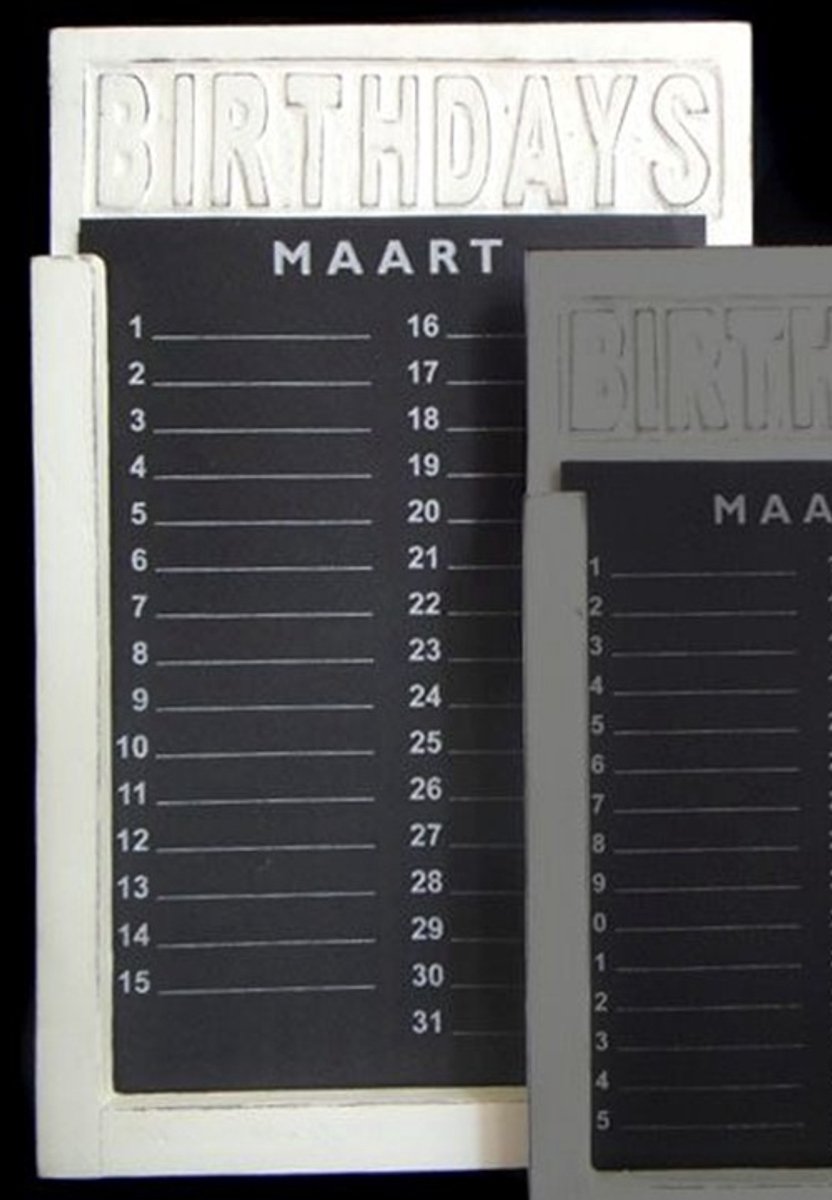 Verjaardagskalender 35x22 wit