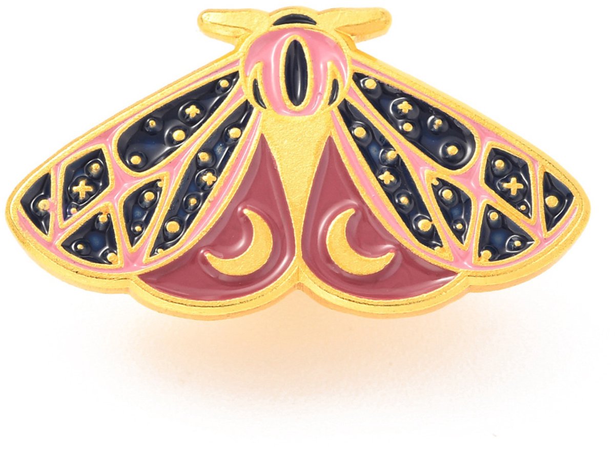 Pin vlinder, maan, nachtvlinder, mot, insect, natuur, emaille pin, broche, kledingspeld