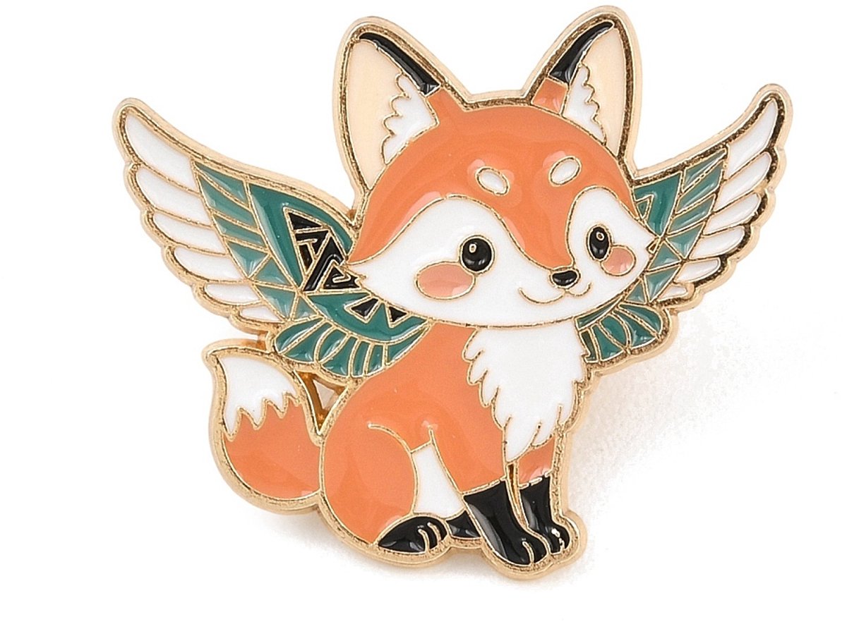 Pin vos, dier, cute, fox, enamel pin, emaille, broche, kledingspeld