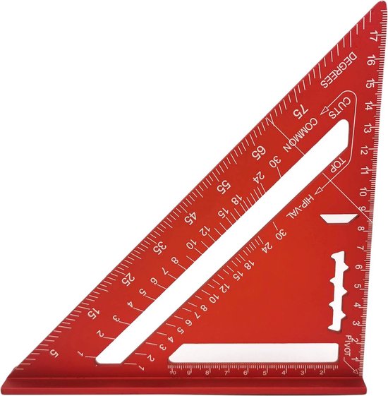 Work-plus - Triangle 45/90 degrés, équerre métrique - Triangle de mesure/Triangle de construction