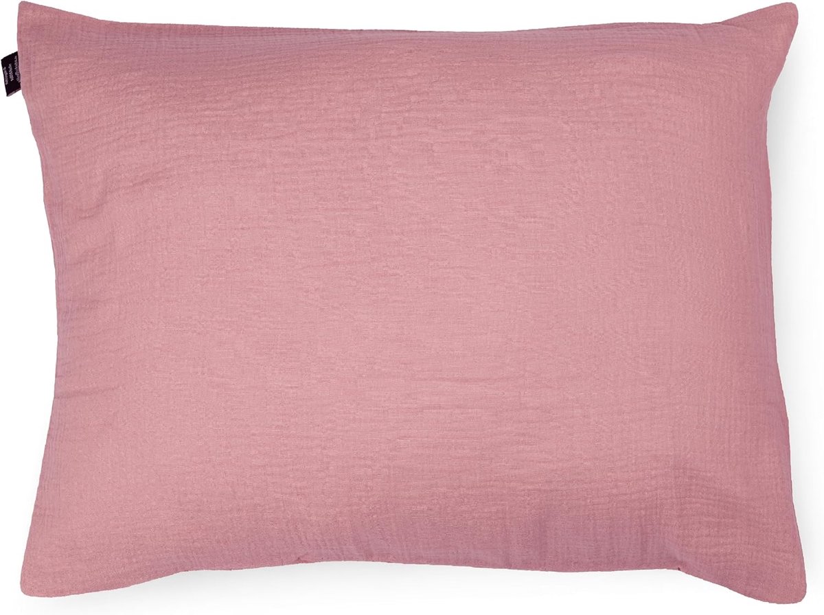 Famanu Mousseline kussensloop 30x50 cm retro roze, double gauze biologisch katoen, en GOTS, zacht voor kinderkussen. Een veelzijdige en handige keuze voor dagelijks gebruik in en om het huis.
