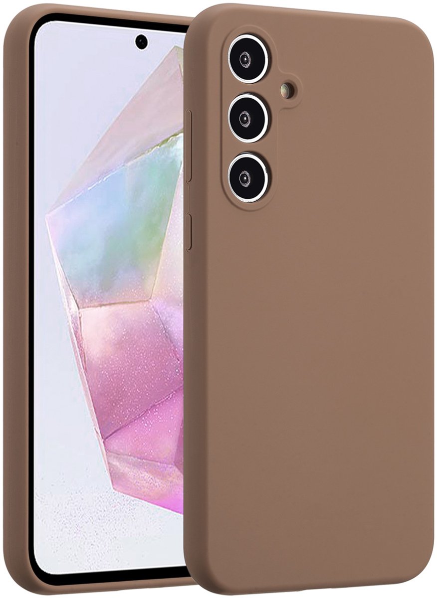 Accezz Hoesje - Geschikt voor Samsung Galaxy A35 - Liquid Silicone Backcover - Lichtbruin