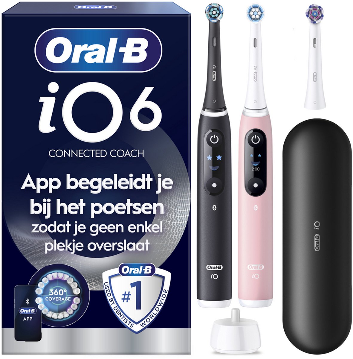 Oral-B iO 6 Elektrische Tandenborstel Dubbelpak - Zwart en Roze - Procter and Gamble - €189,00