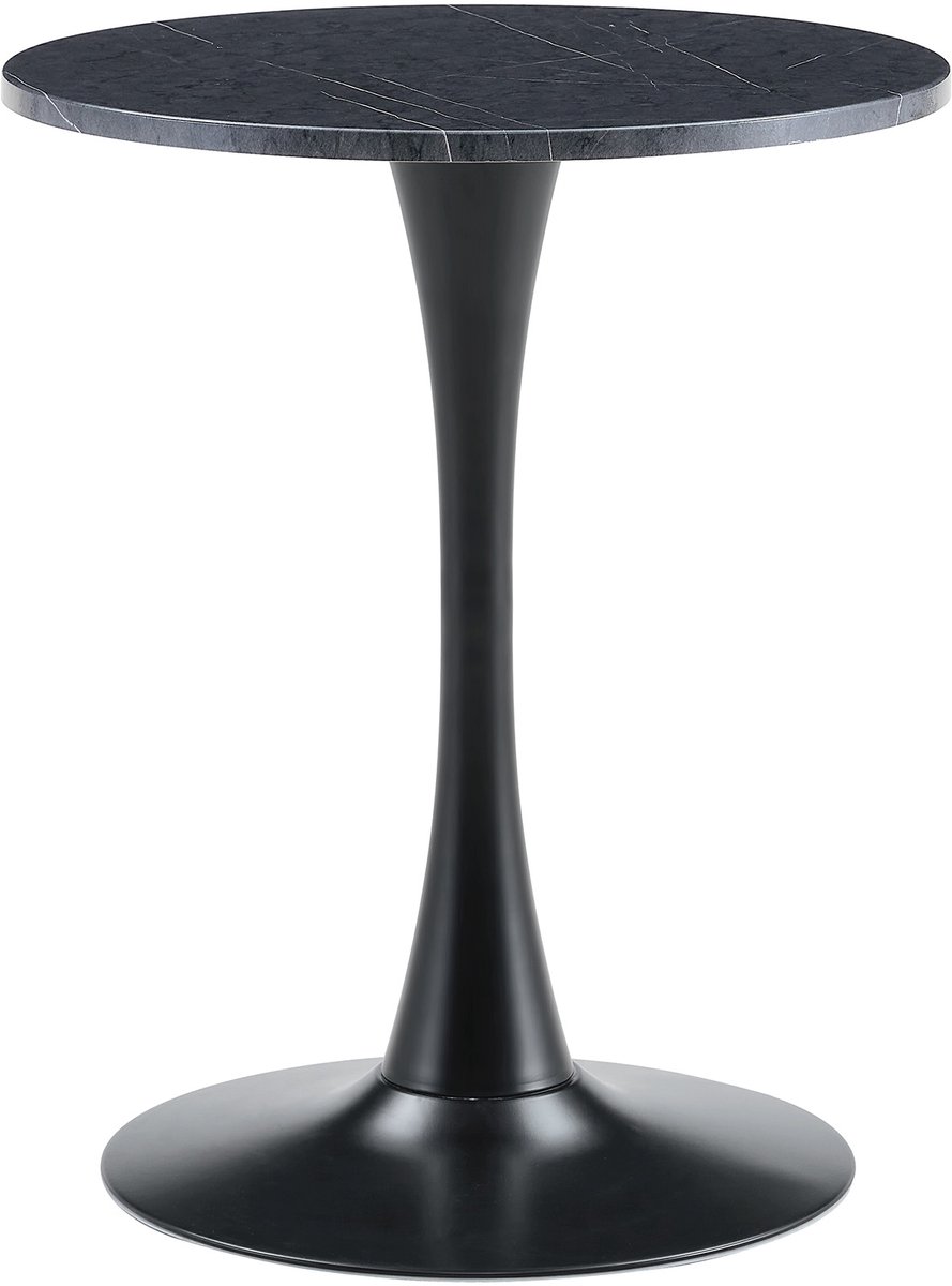 Urban Loft - Serie Metro - Ronde Bijzettafel 60 cm - Zwarte Marmer Look - Mid-Century Modern Design