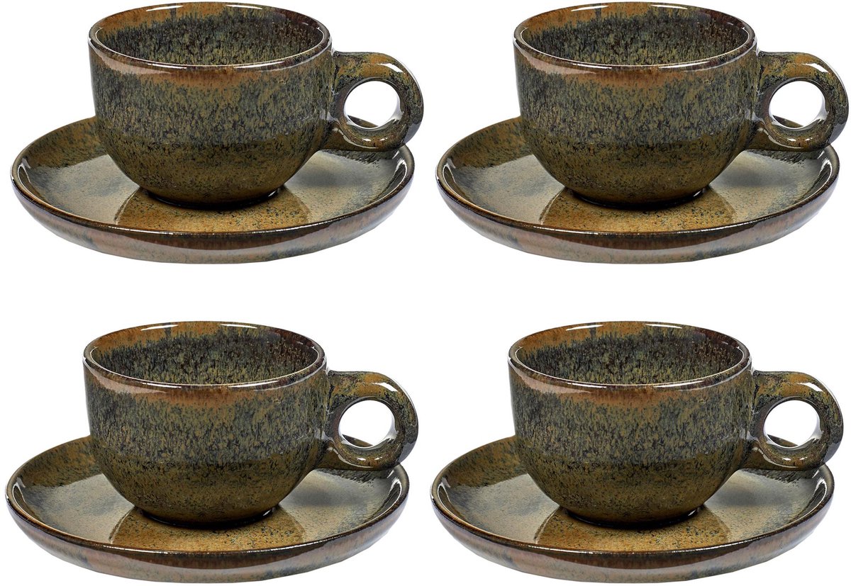 Serax - Sergio Herman Surface - Koffiekop + Schotel - Indi Grijs - 13 Ø - 4 stuks