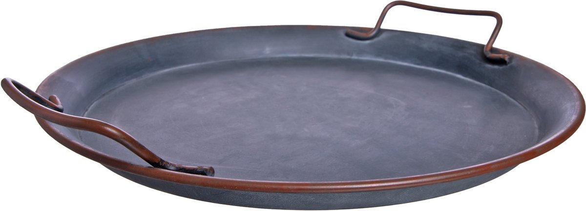 QUVIO Rond dienblad vintage met handvatten - Serveerschaal - Decoratieve dienbladen - Kaarsenplateau - Landelijk - Rustiek