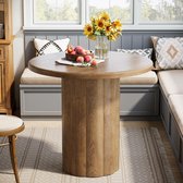 Tribesigns Ronde Eettafel - Kleine Keukentafel met Stevige voet - 80 X 80 X 75.5 cm - Eetkamertafel Voor 2-4 Personen - Modern Eettafel - Bruin