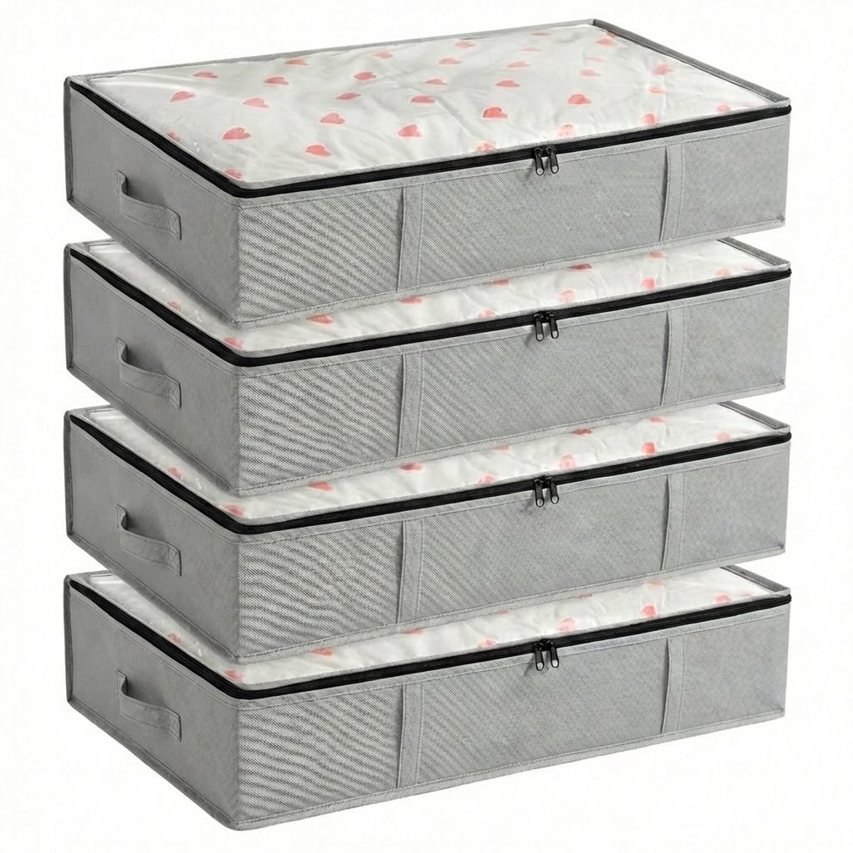Somstyle 4x Opbergtas Onder het Bed - 100 x 50 x 16 CM - Opberghoes Dekbed - Kleding Organizer - Donkergrijs