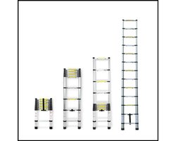 Aluminium Telescopische Ladder – Uitschuifbare Rechte Ladder – Draagbaar – Max. Belasting 150 kg – EN131 Certificering