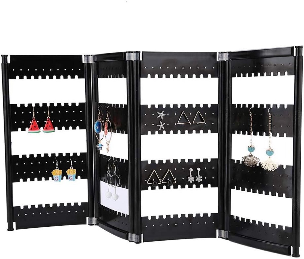 Opvouwbare Sieraden Display Standaard voor Oorbellen, Kettingen en Armbanden (Zwart)