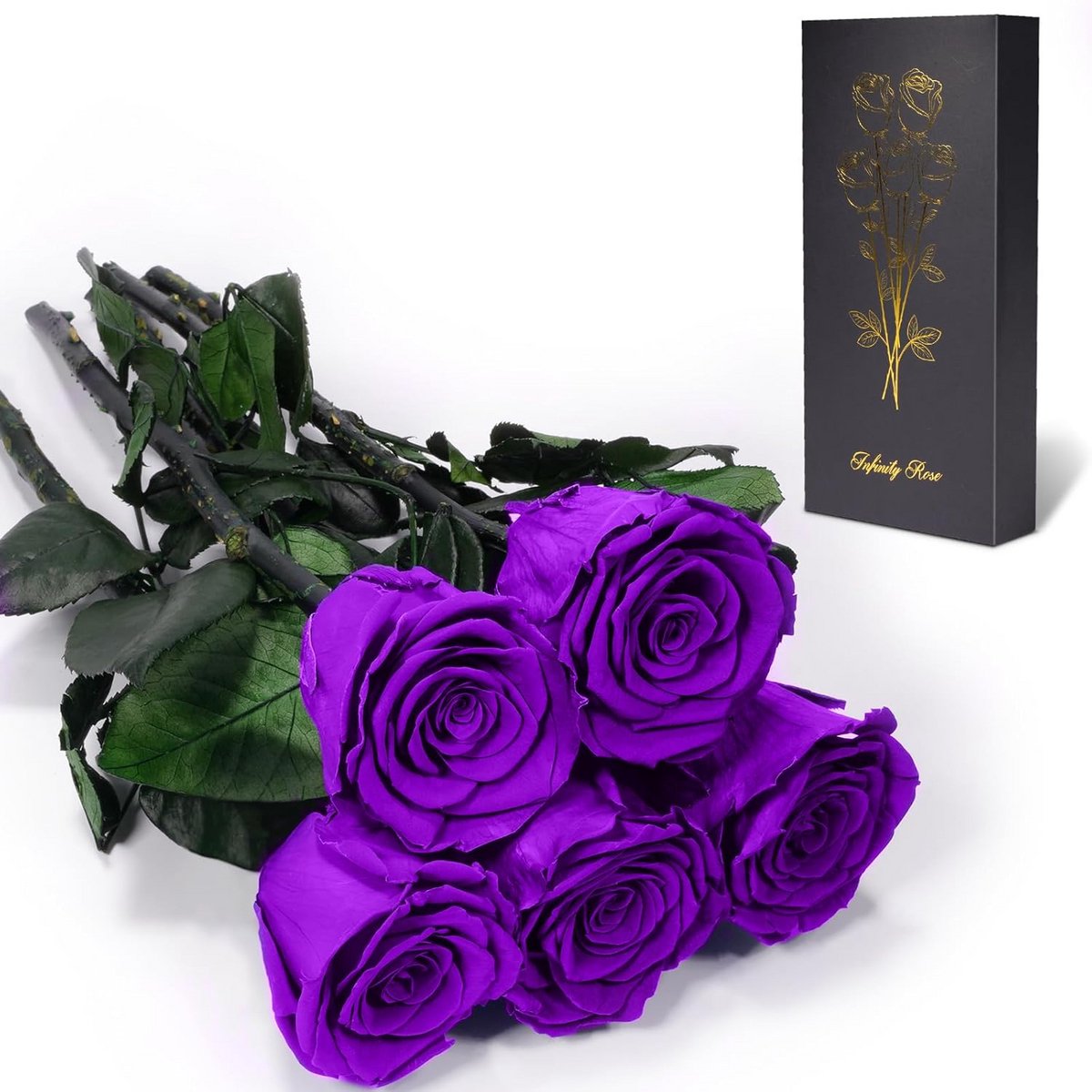 Echte Bewaarde Rozenboeket met Stelen - Cadeau voor Dames, Moeder, Valentijn & Verjaardag