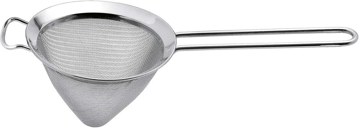 Fijne witte puntzeef 14 cm - roestvrij staal zilver