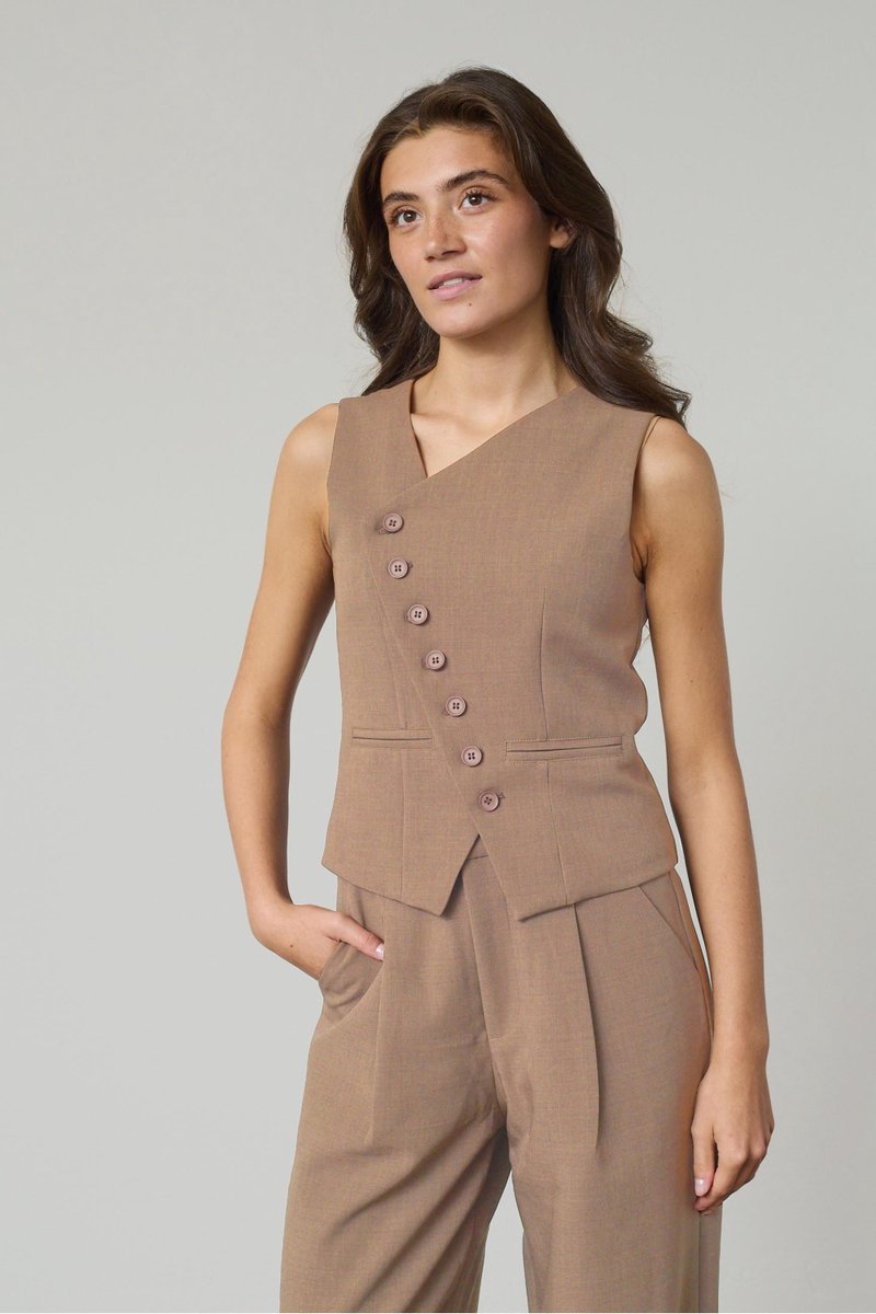 SISTERS POINT Gata-ve2 - Dames Gilet - Sand - Maat S