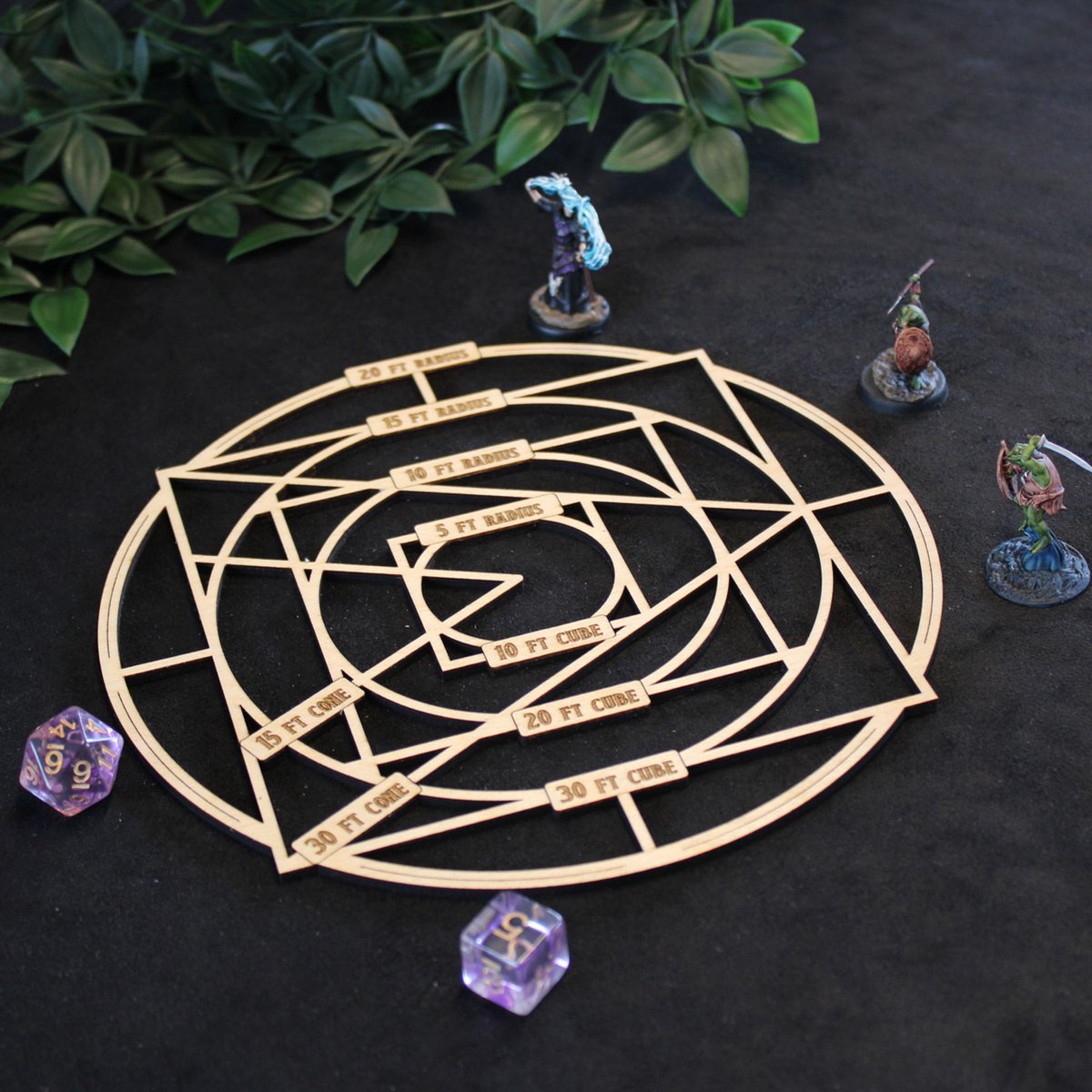 Area of Effect template voor Dungeons & Dragons combat - Hout - Berken - Dnd 5e spells template - Tavarnan Gaming
