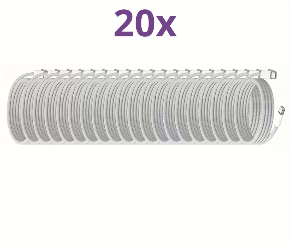 Viewr - Braided USB-C naar USB-C kabel - 20 Stuks - 1 Meter - Oplader Kabel - Snel Lader - Gevlochten Kabel