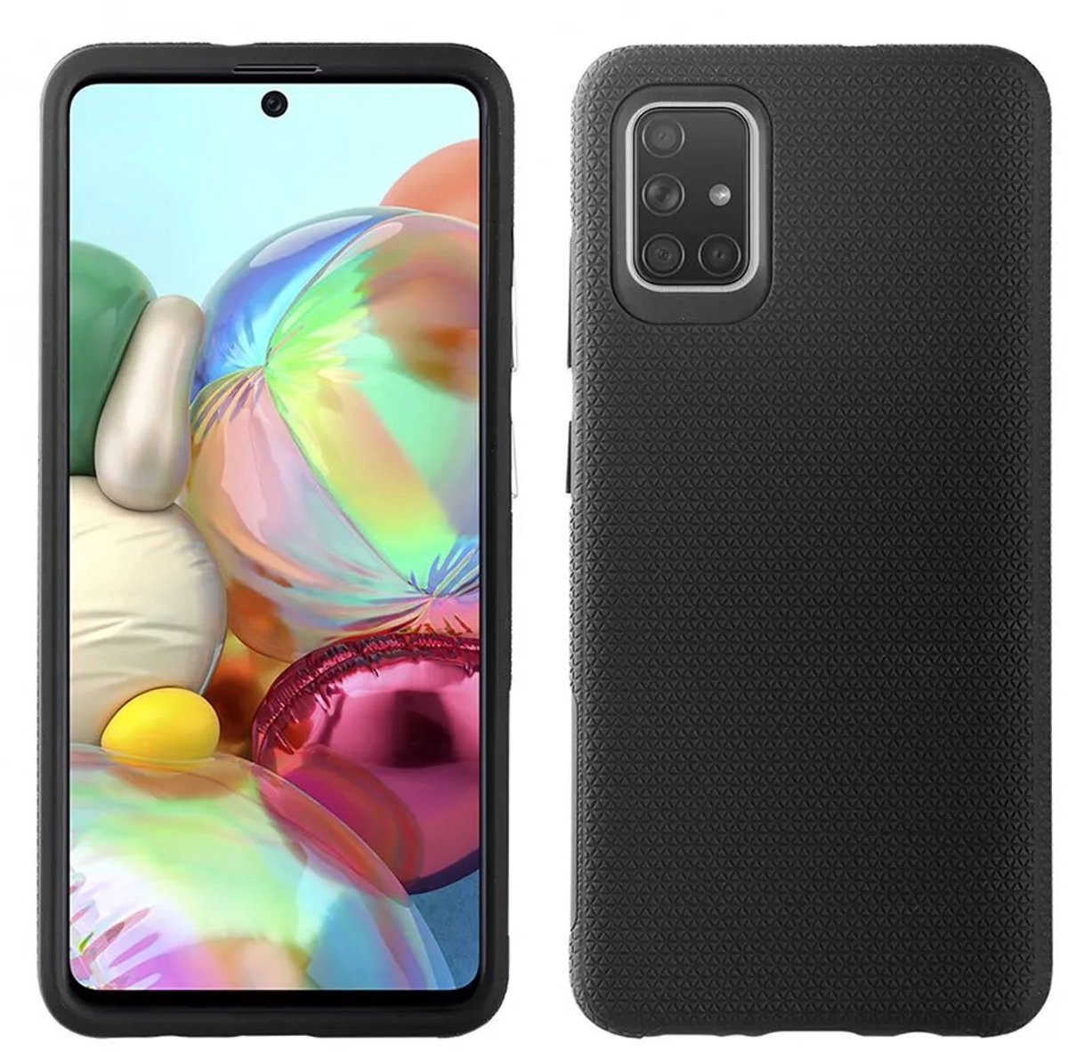 Muvit Triangle Case Shockproof 1.2m Samsung Galaxy A71 Silicone Telefoonhoesje Zwart